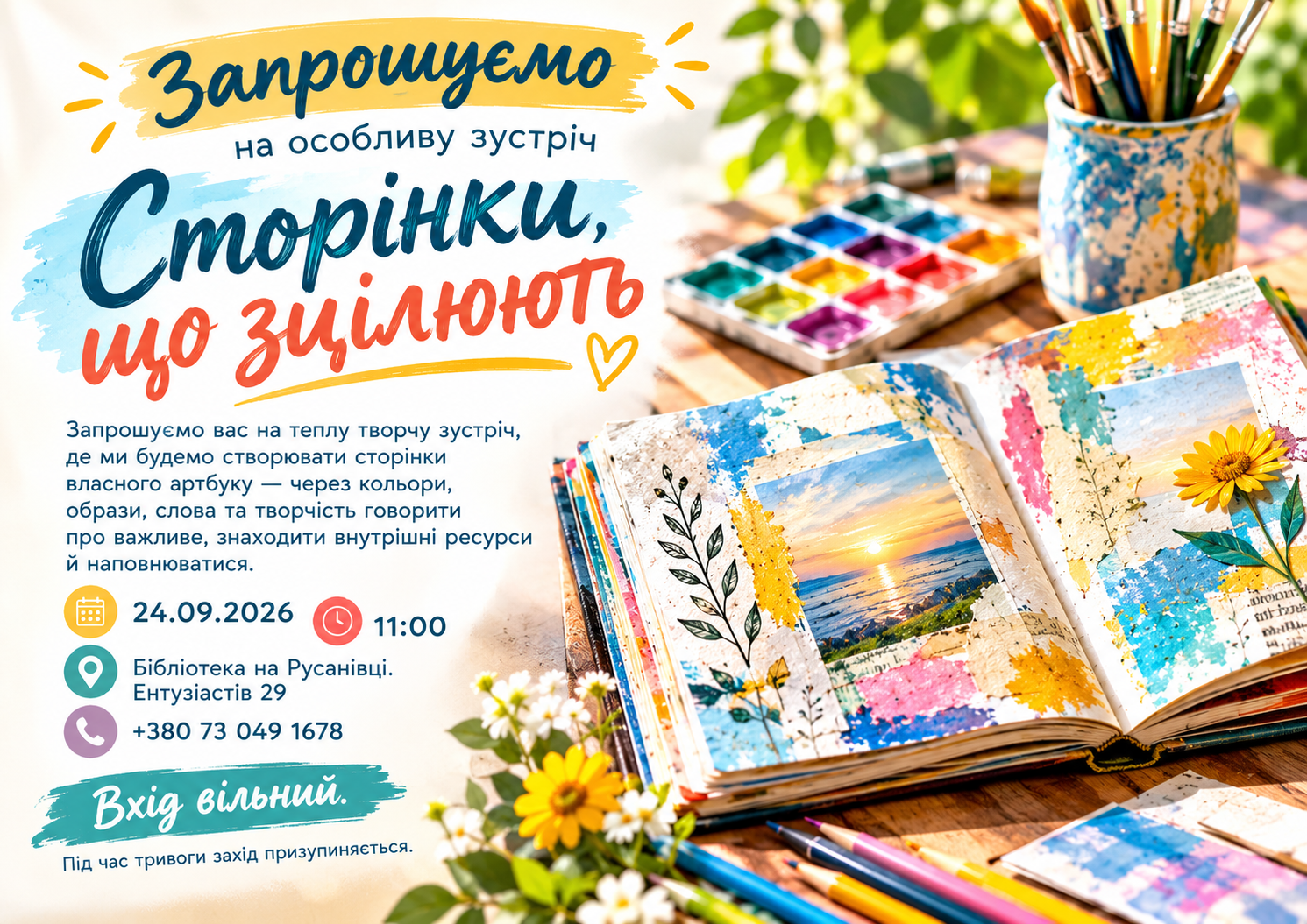 Арт терапевтичний захід «Сторінки, що зцілюють»
